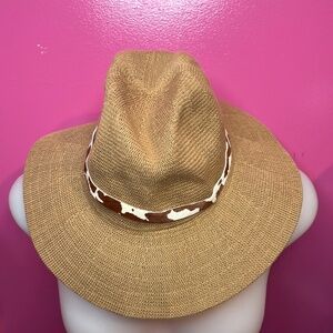 Anthropologie WYETH rancher hat with cowhide stripe detail brown